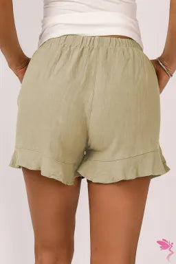 High Waist Pocketed Ruffle Shorts