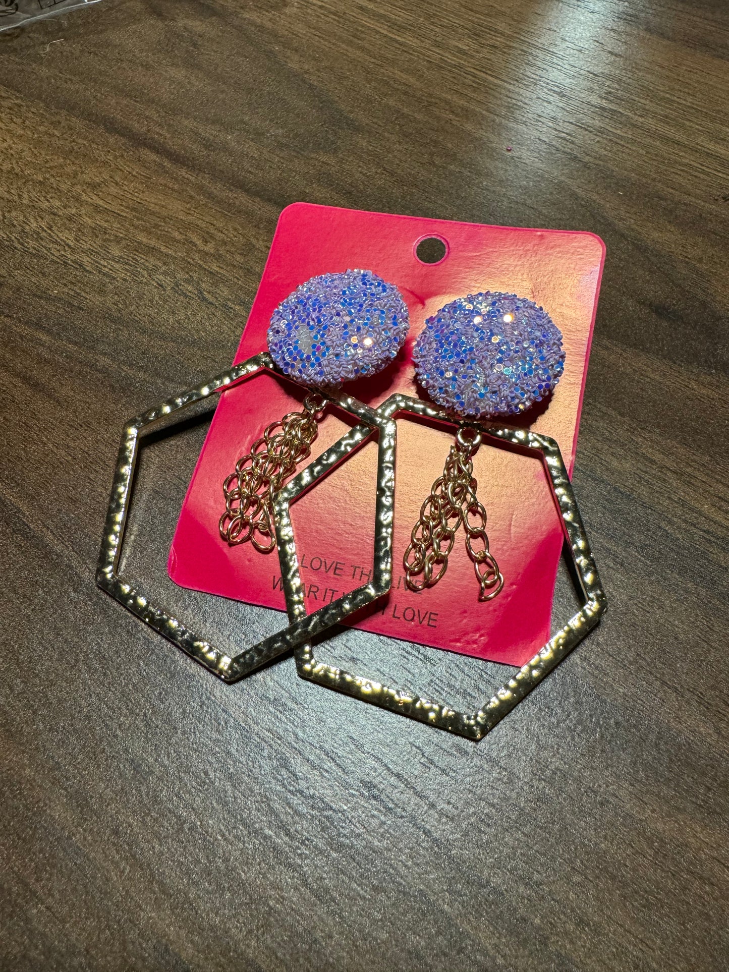 Blue glitter earrings