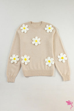 Floral Crochet Chunky Knit Sweater