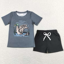 Boys Green Mallard Duck Tee Shirts Black Shorts Summer Clothes Sets