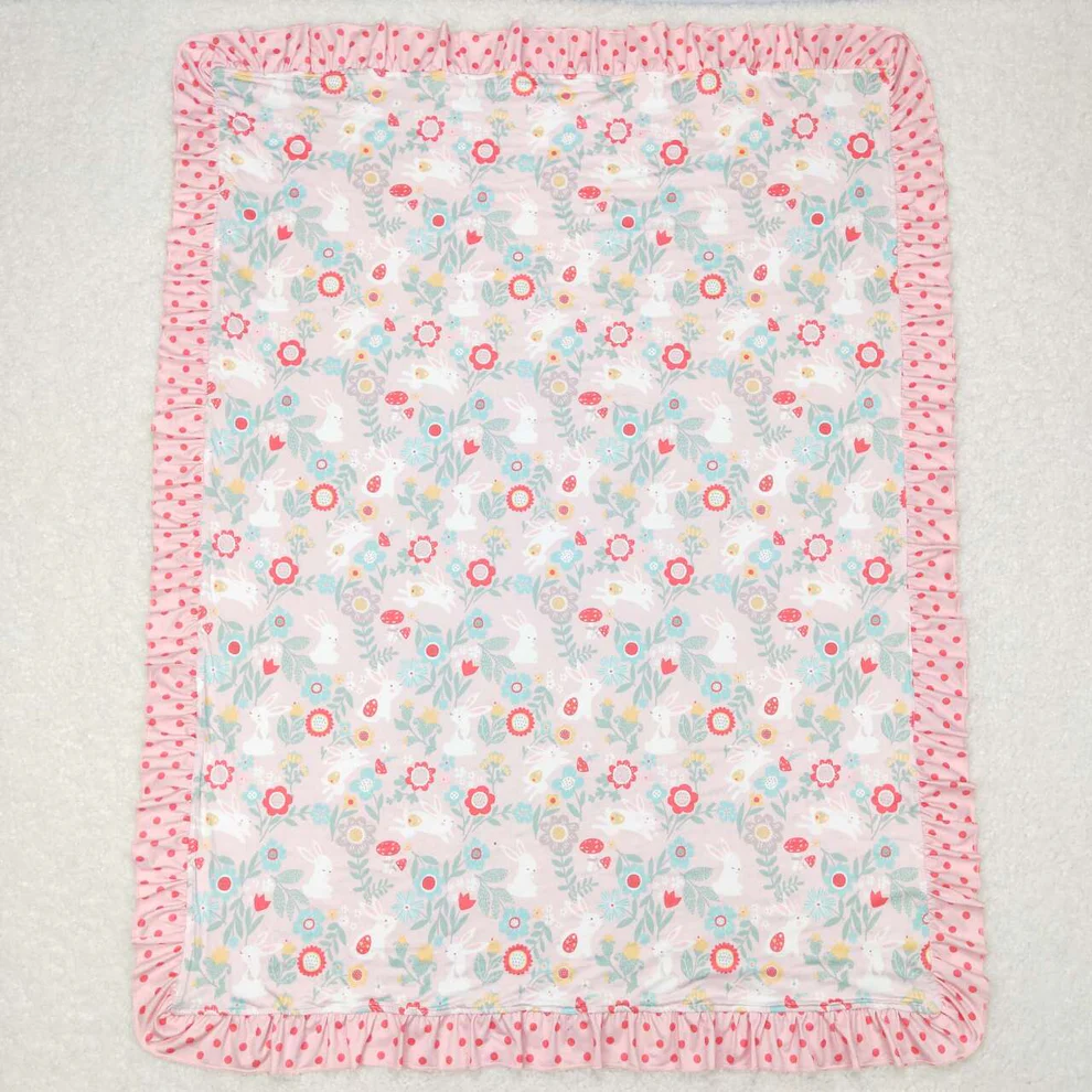 baby girls floral design boutique fleece blankets