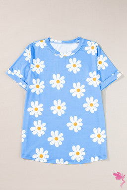 Daisy Printed Crewneck T Shirt