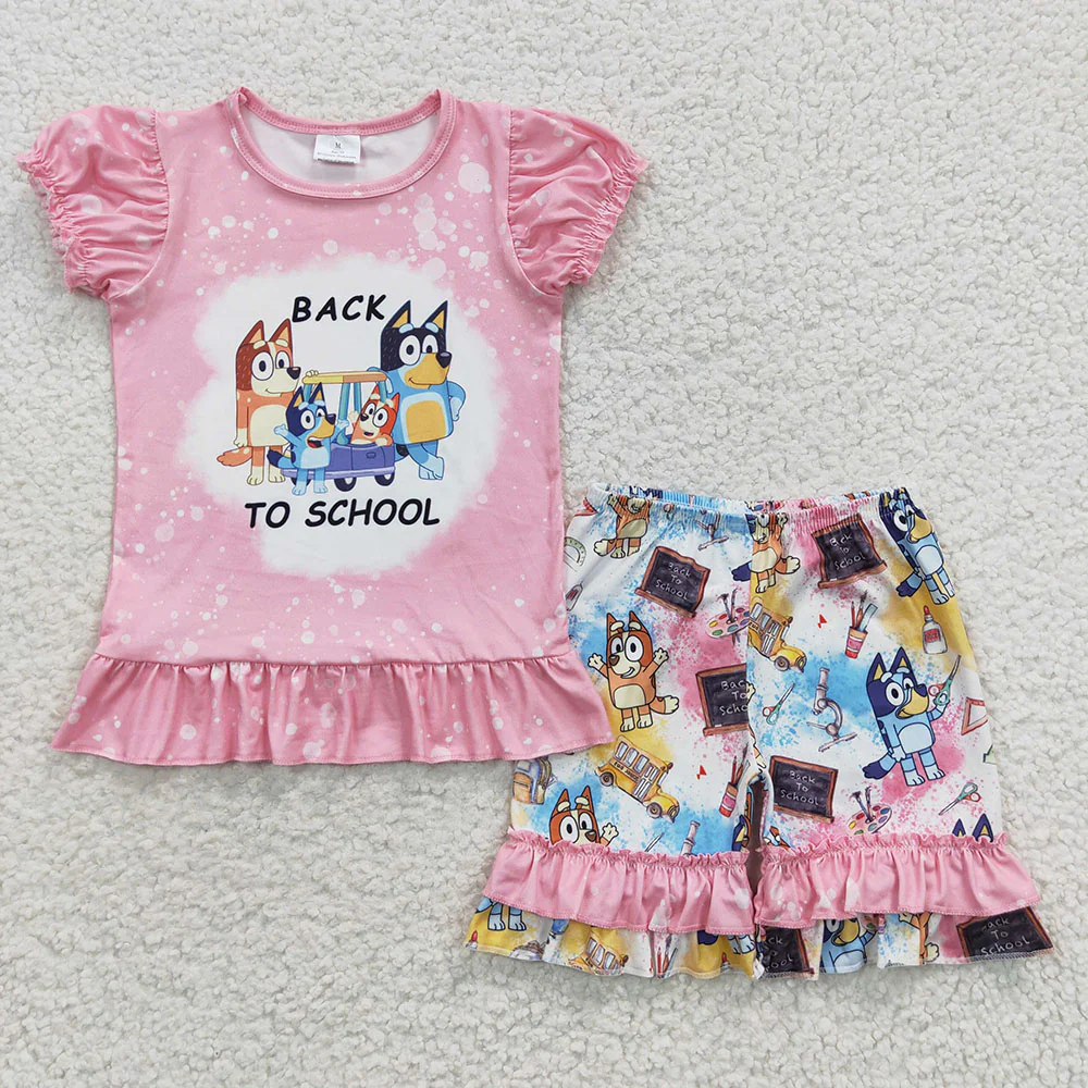 Back to school blue dog clothing set