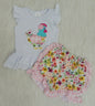 Girls embroidery chicken summer short set