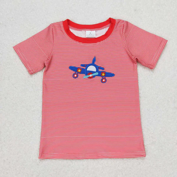 BOYS RED PLANE EMBROIDERED SET