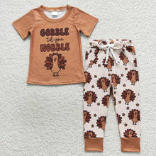 Boys Gobble Turkey Thanksgiving Sibling Clothes Sets