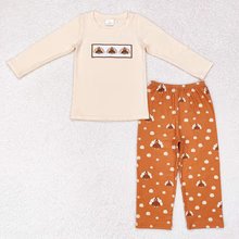 Boys Thanksgiving Turkey Embroidery Top Pants Clothes Sets