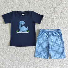 boys dinosaur embroidered shorts sets