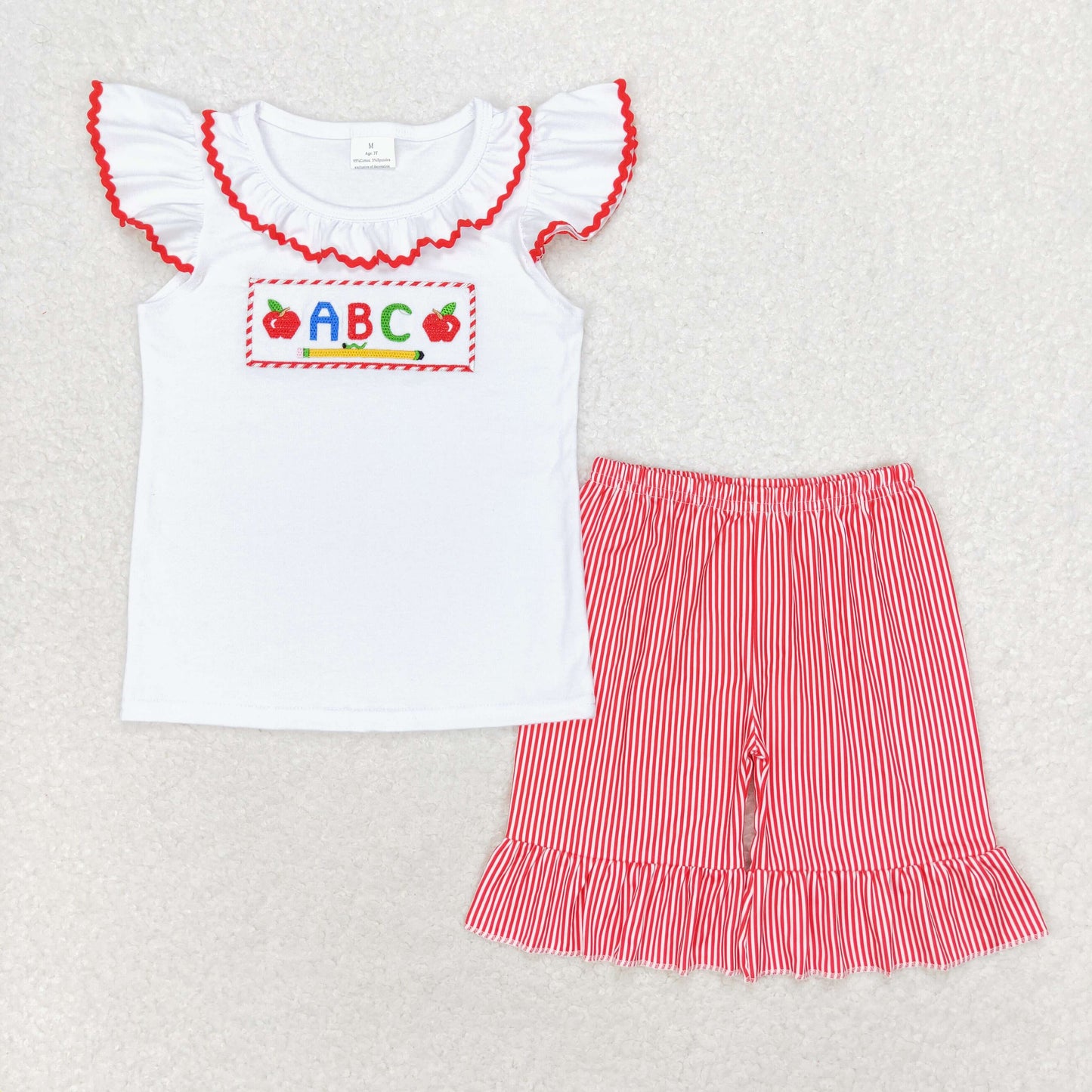 Embroidery ABC back to school apple pencil outfit