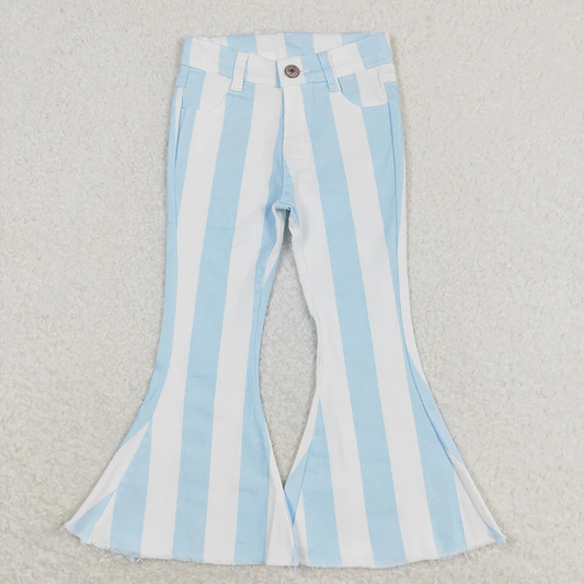 Stripes Bell Flare Denim Pants