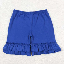 Girls Summer Solid Color Cotton Double Ruffle Shorts