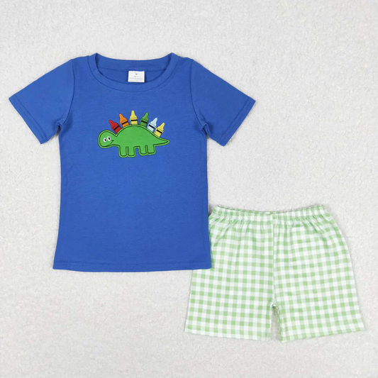 Embroidery Dino toddler boy summer outfits