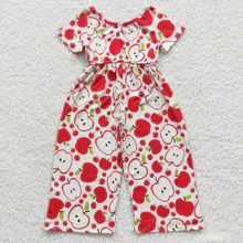 First day school jumpsuit apple print back to school jumpsuit