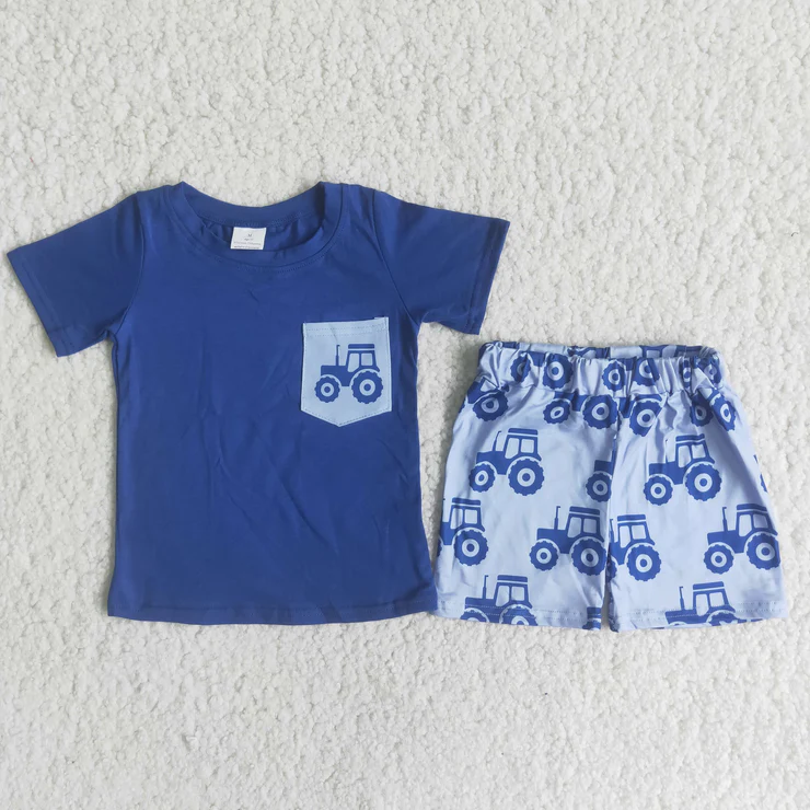 Blue pocket summer shorts set summer outfit