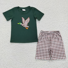 Boys Duck summer brown plaid shorts sets