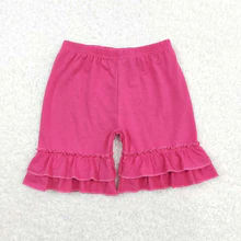 Girls Summer Solid Color Cotton Double Ruffle Shorts