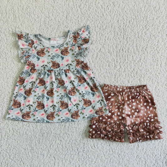 Deer print short set