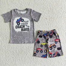 boys monster truck shorts sets