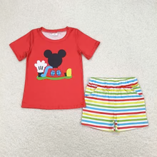 Boys Red Mouse Head Shirt Top Stripes Shorts Clothes Sets