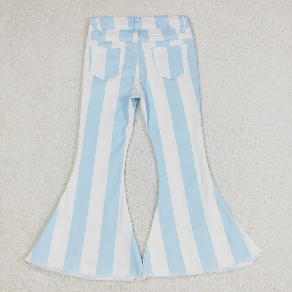 Stripes Bell Flare Denim Pants