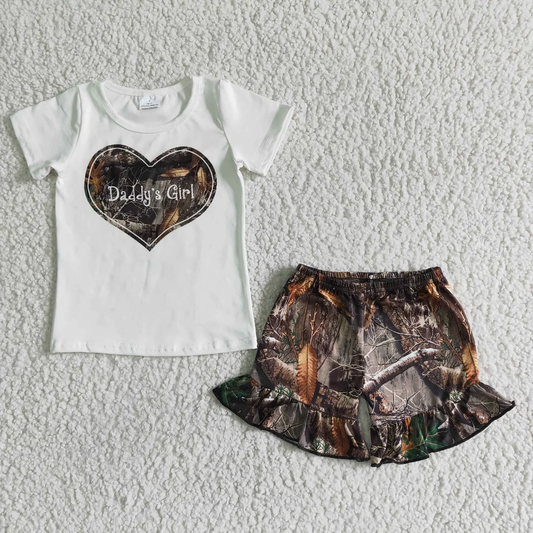 Daddys  girls short sleeve camo outfit