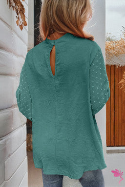 Skobeloff Swiss Dot Balloon Sleeve Loose Blouse