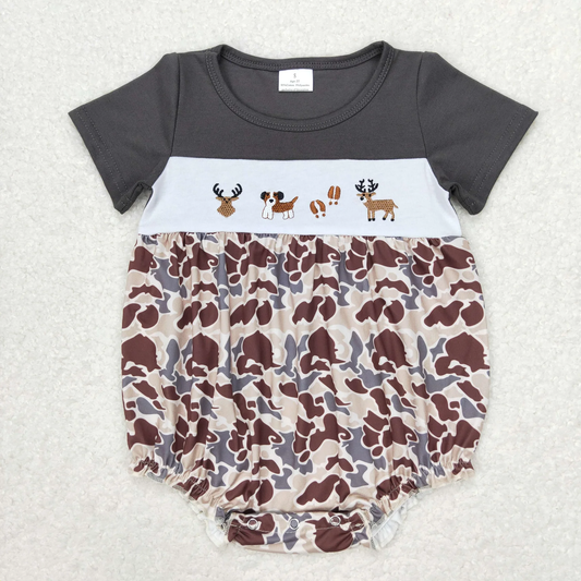 Boys Camo Dogs Deer Hunting Romper