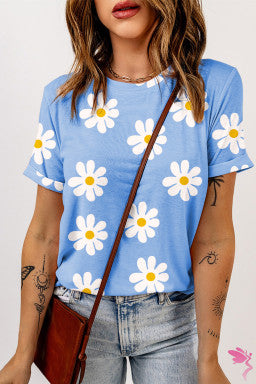 Daisy Printed Crewneck T Shirt