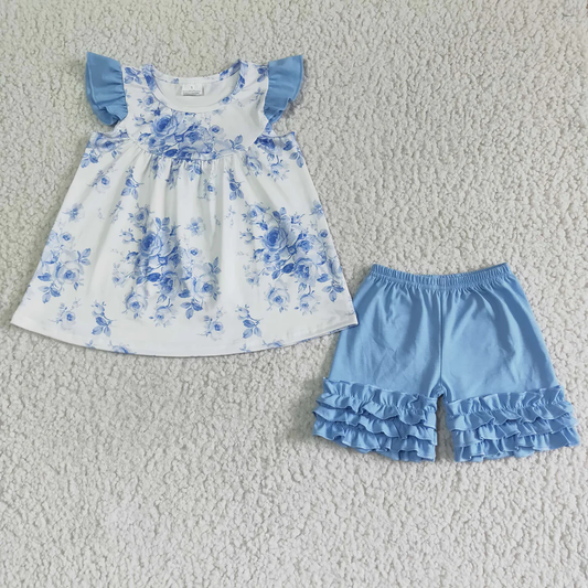 Blue floral summer outfit