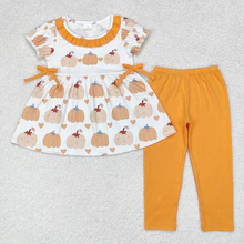 Girls Short Sleeve Pumpkin Tunic Legging Clothes Sets