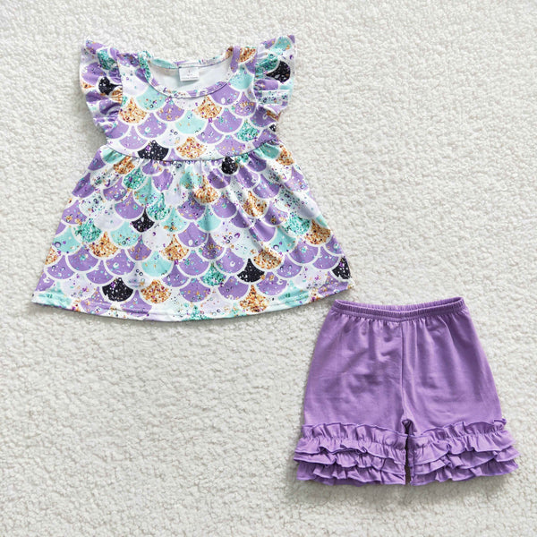 Girl clothes mermaid summer shorts outfit