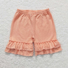 Girls Summer Solid Color Cotton Double Ruffle Shorts