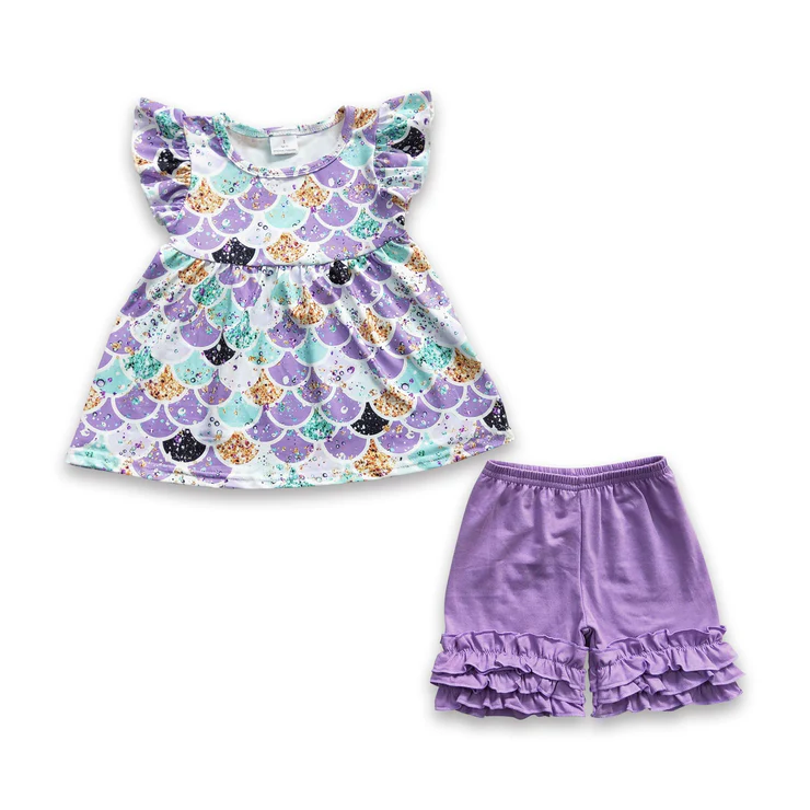 Girl clothes mermaid summer shorts outfit