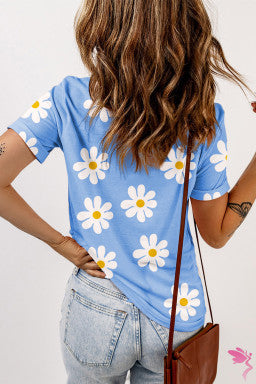 Daisy Printed Crewneck T Shirt