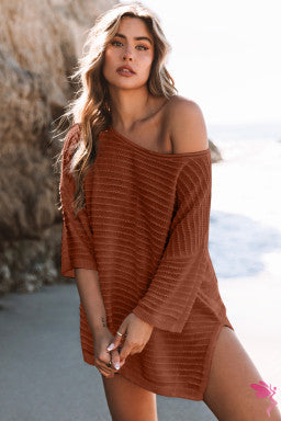 Textured Knit Drop Shoulder Tee