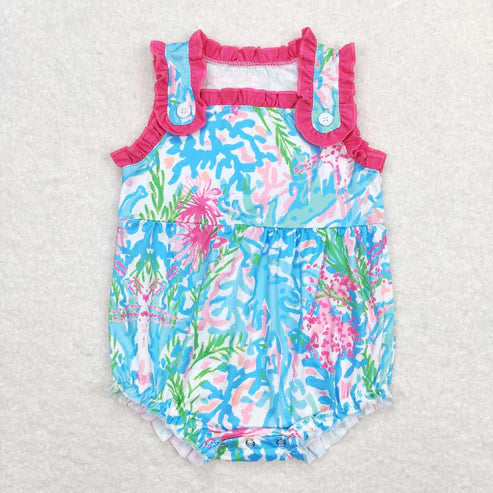 Blue/ Pink floral summer outfit ( Romper