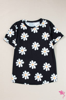 Daisy Printed Crewneck T Shirt