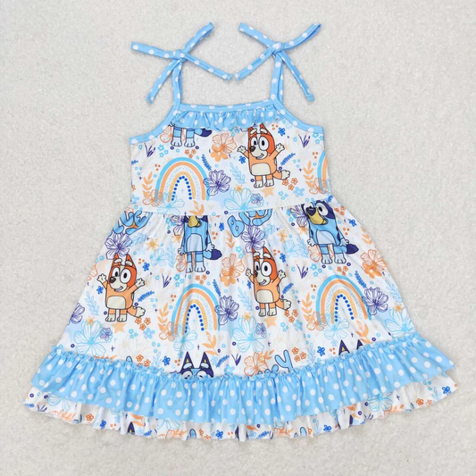 toddler girls blue cartoon dog dress