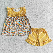 Girls baby back to school bus outfit